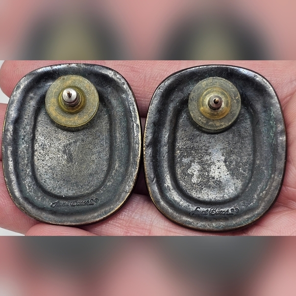 Vintage Laurel Burch Southwest Style Aztec Tribal Inspired Post Metal Earrings - Picture 4 of 7